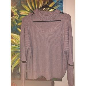 Chocked Crop Muave Sweater w/ Zippers